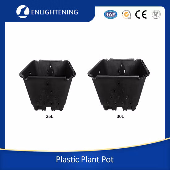 Atacado 25L 30L Ao Ar Livre Durável Estufa Jardim Flor Mirtilo Preto Branco Grande Redondo Quadrado Berçário Plástico Vaso para Cultivo