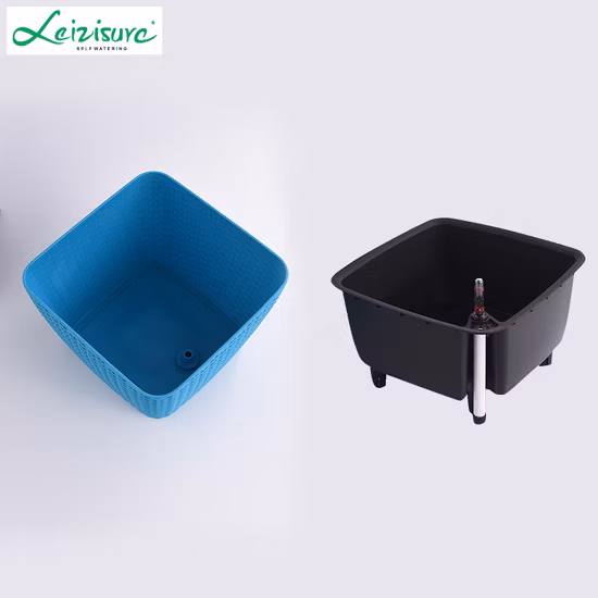 Vaso de flor de planta de plástico quadrado de vime para planta ao ar livre