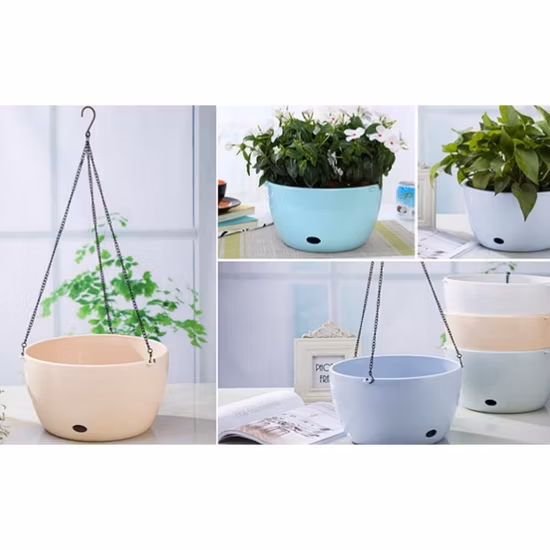 Cesta de planta de tecido pendurado plantador de plástico auto-rega montado na parede vaso redondo cesta para plantas de flores interior ao ar livre casa jardim uso decoração Bl22031