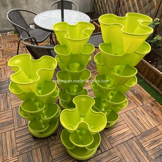 Plantação Hidropônica Vertical Empilhável Torre PP Vaso para Flor Vegetal